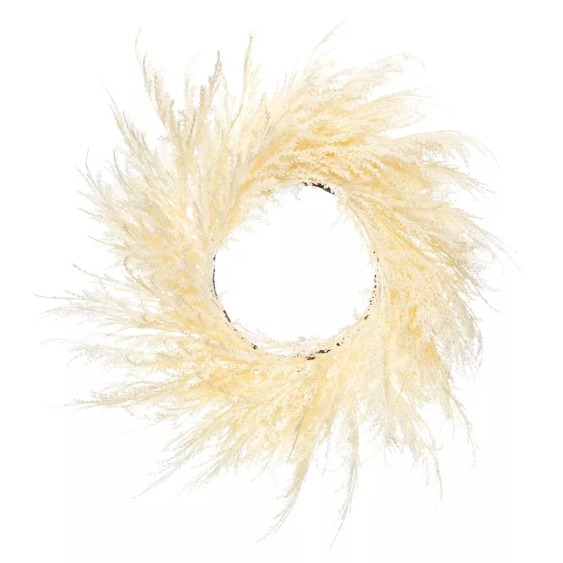 White Pampas Grass Wreath, 30"