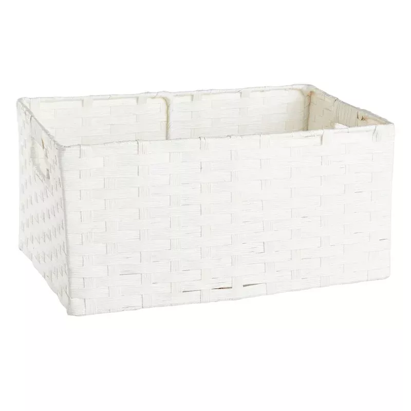 White Paper Rope Rectangle Storage Basket, Large