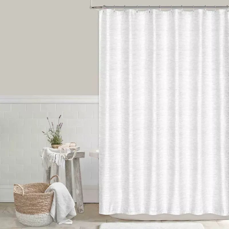 White Parker Shower Curtain, 72"