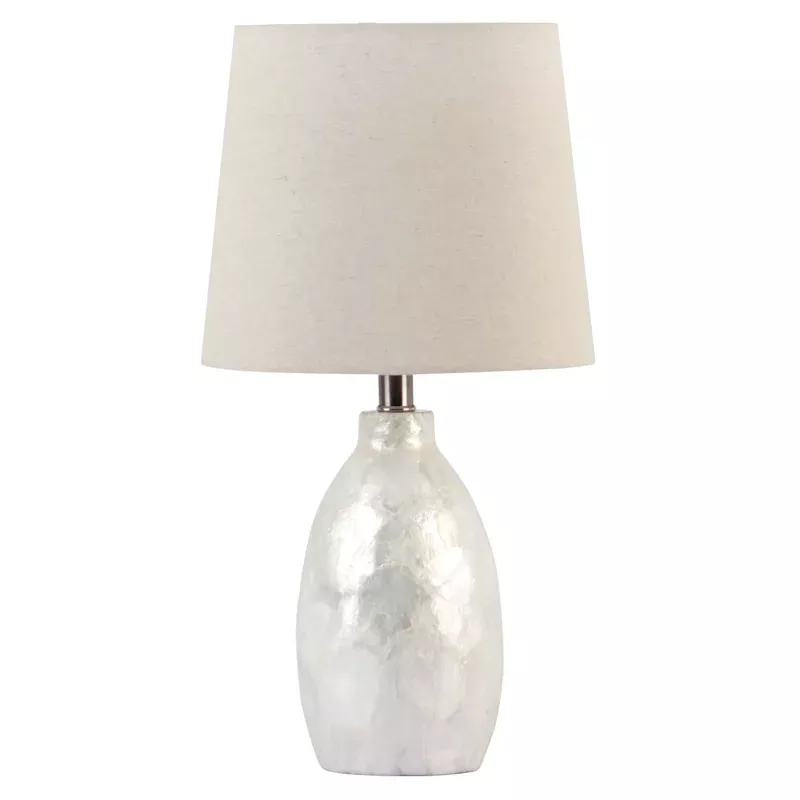 White Pearl Table Lamp with Shade, 21"
