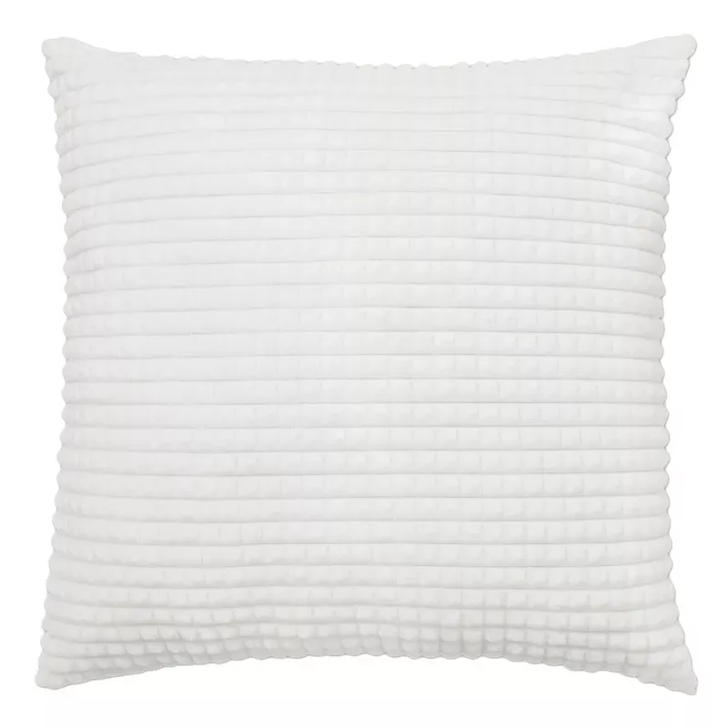 White Plush Check Throw Pillow, 24"