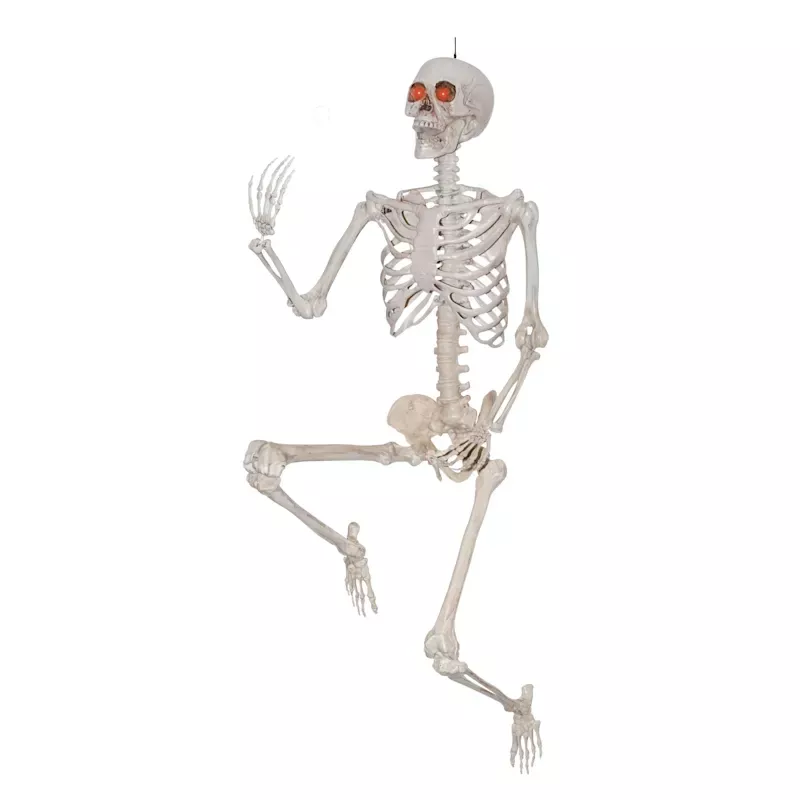 White Posable Skeleton with LED Eyes, 5'