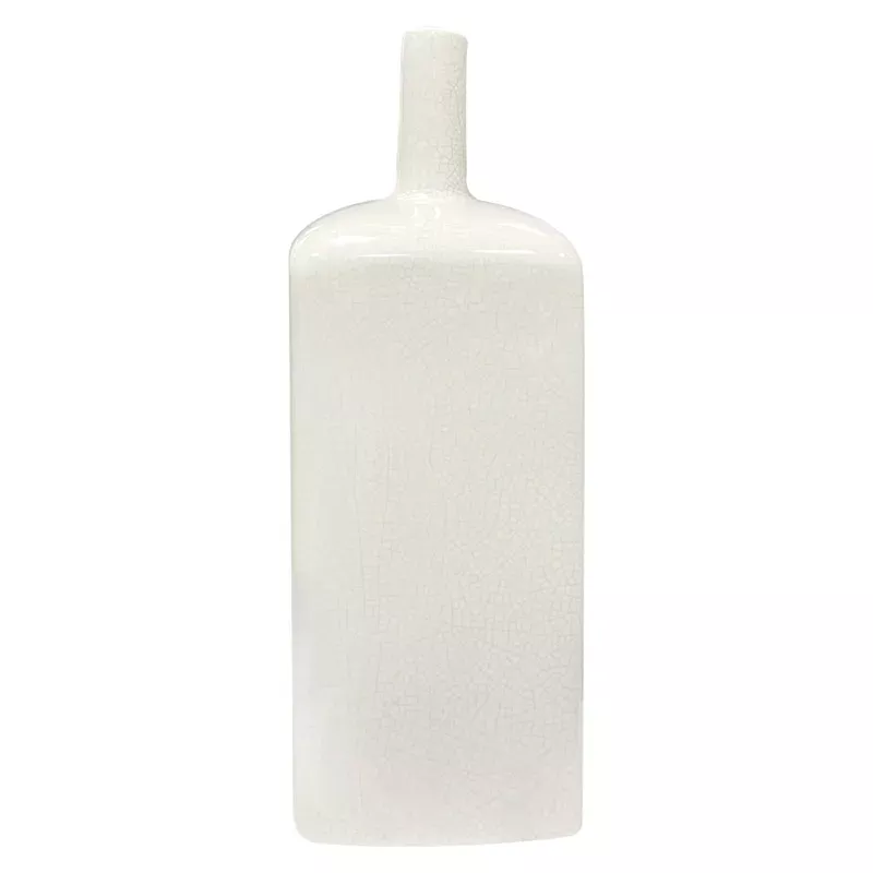 White Reactive Glaze Ceramic Vase, 12"