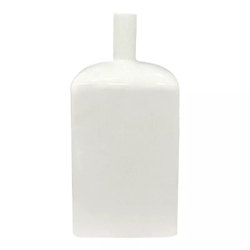 White Reactive Glaze Ceramic Vase, 9"
