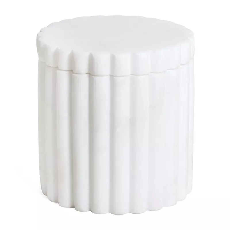 White Ribbed Marble Box, 4"