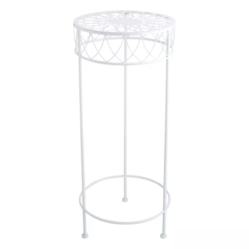White Round Metal Plant Stand, Large