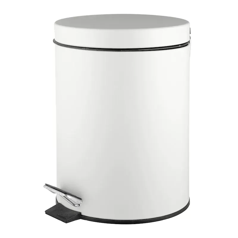 White Round Step Trash Can, 3l