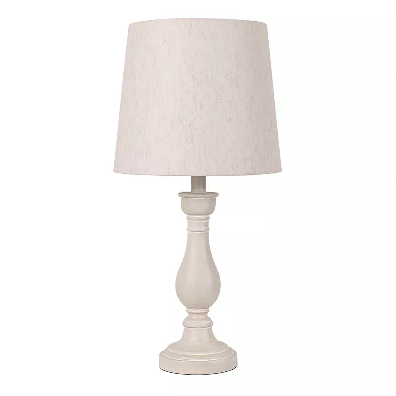 White Spindle Table Lamp with Shade, 22"