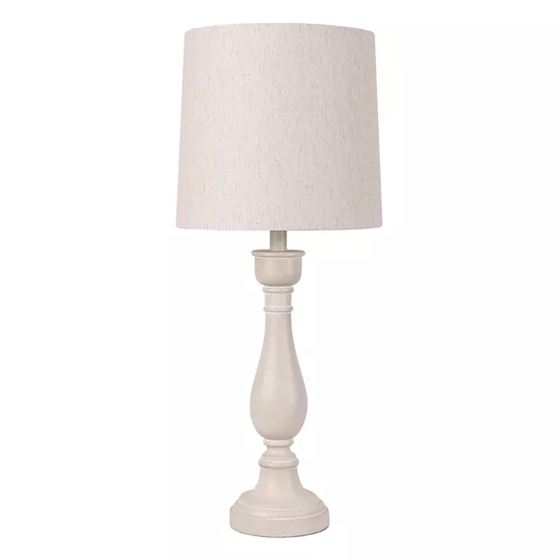 White Spindle Table Lamp with Shade, 29"
