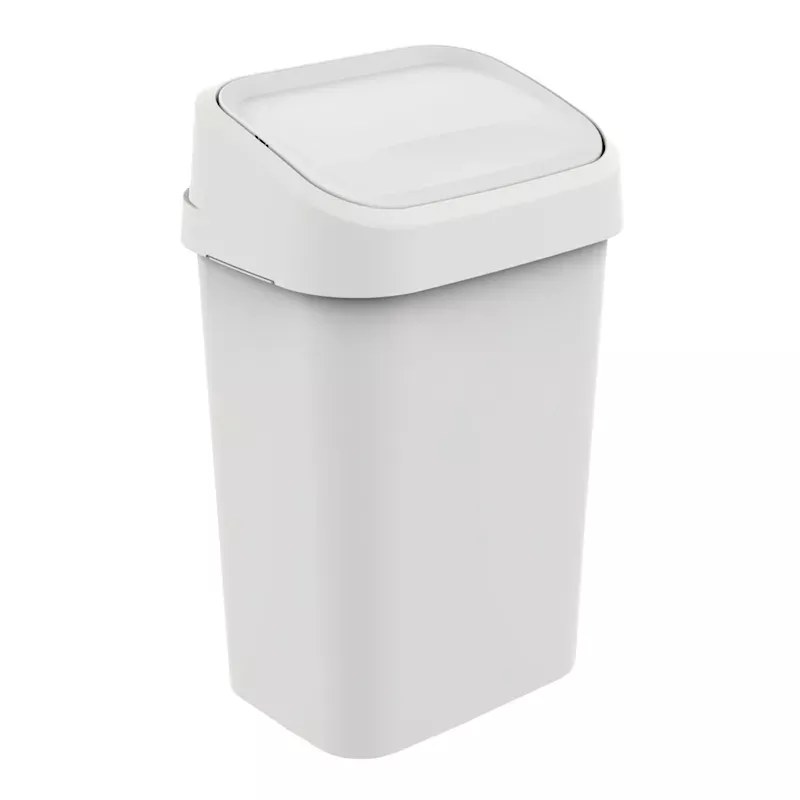 White Storage Swing Lid Trash Can, 50L