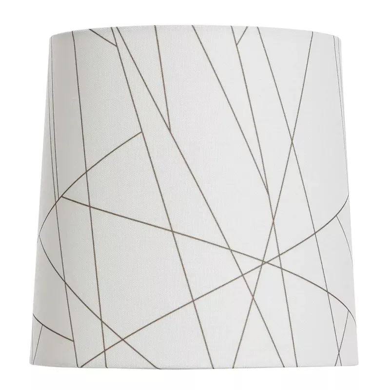 White Table Lamp Shade with Gold Line Design, 9"
