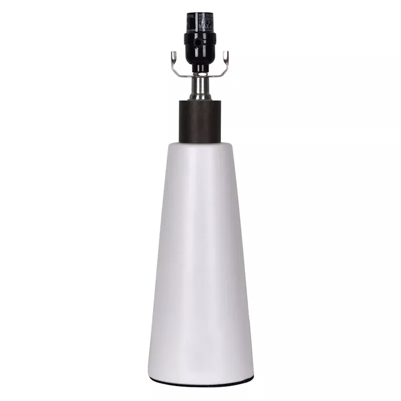 White Tapered Modern Ceramic Table Lamp Base, 17"