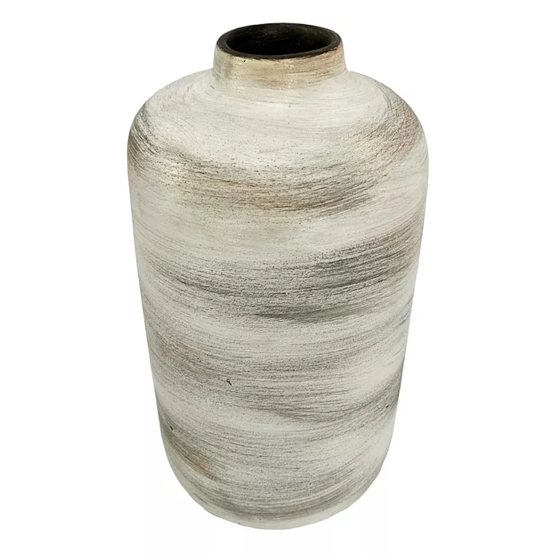 White & Terracotta Ceramic Vase, 7.5"