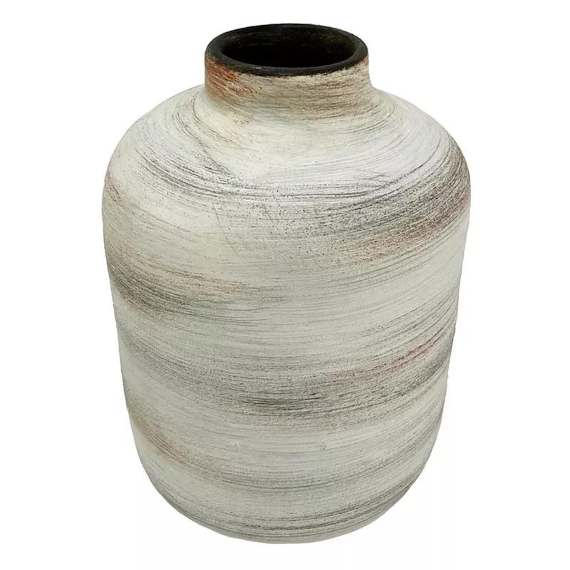 White & Terracotta Ceramic Vase, 8"