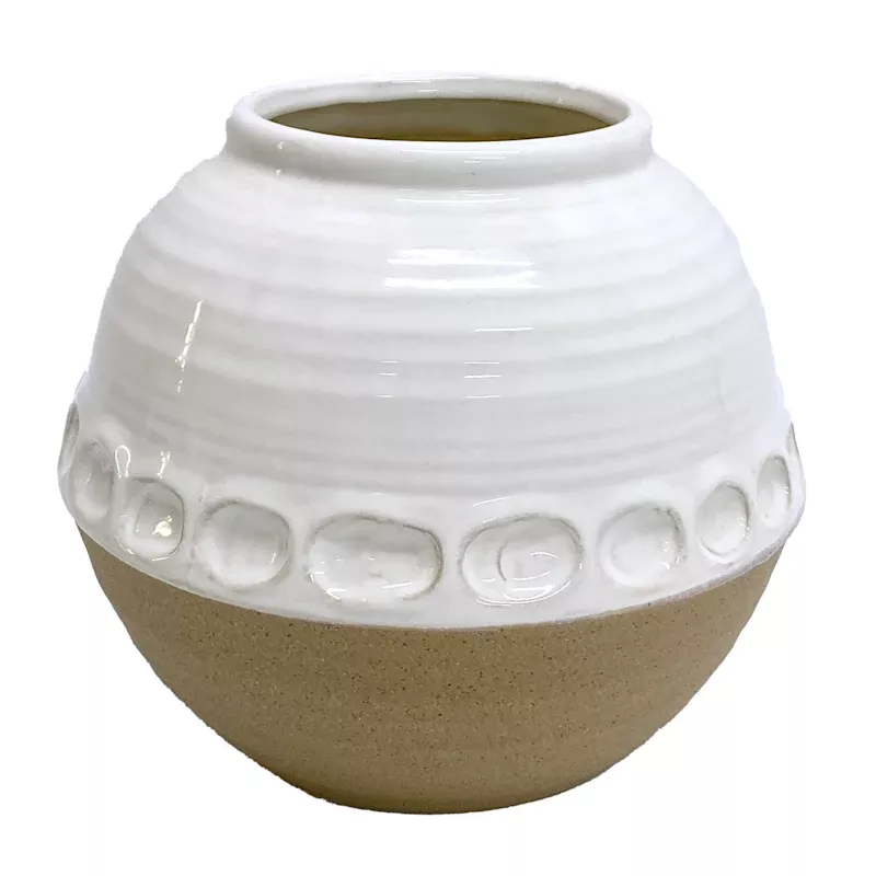 White Terracotta Vase, 7"