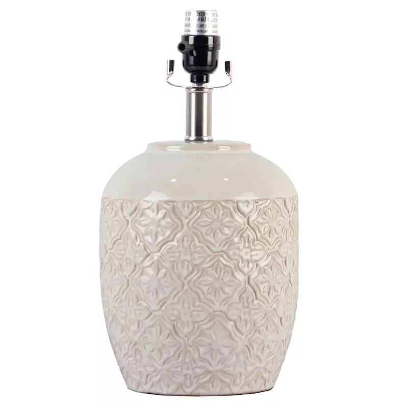 White Textured Ceramic Lamp Base, 15"