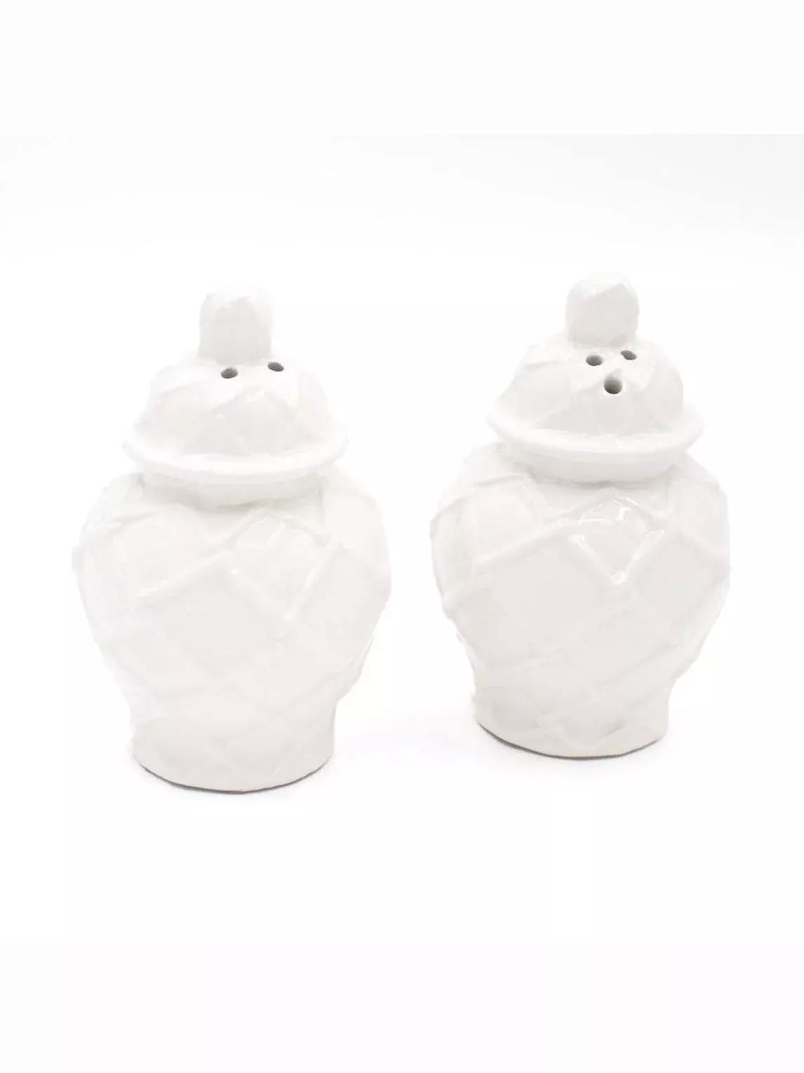White Textured Jar Salt & Pepper Shaker Boxed Set