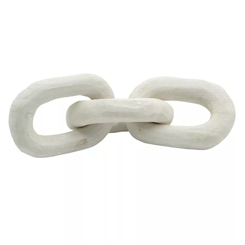 White Wooden Link Table Decor, 10"