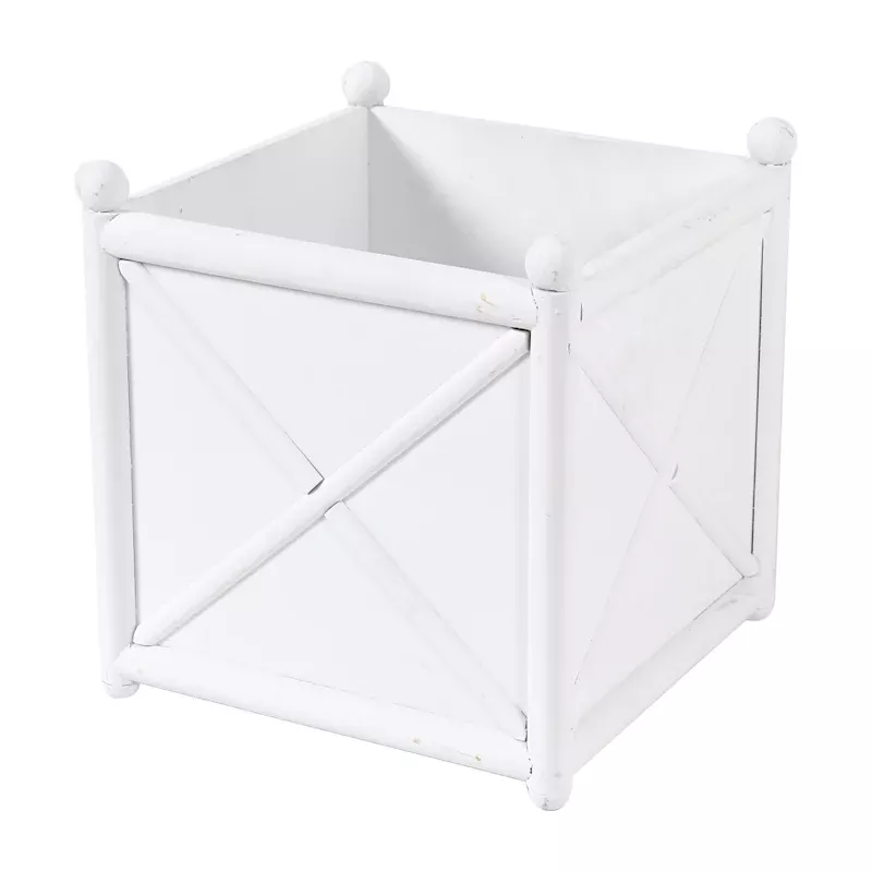 White Wooden Outdoor Planter, Medium