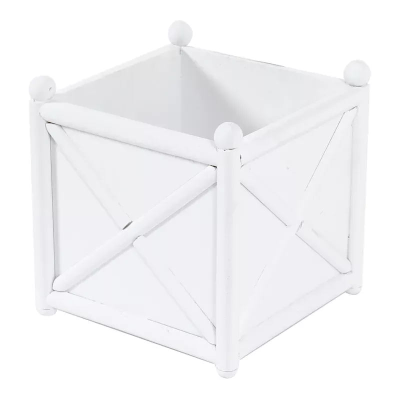 White Wooden Outdoor Planter, Small