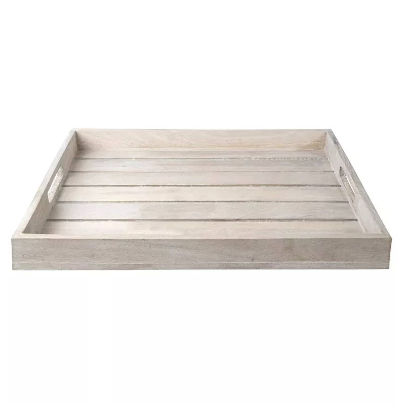 White Wooden Plank Decorative Tray