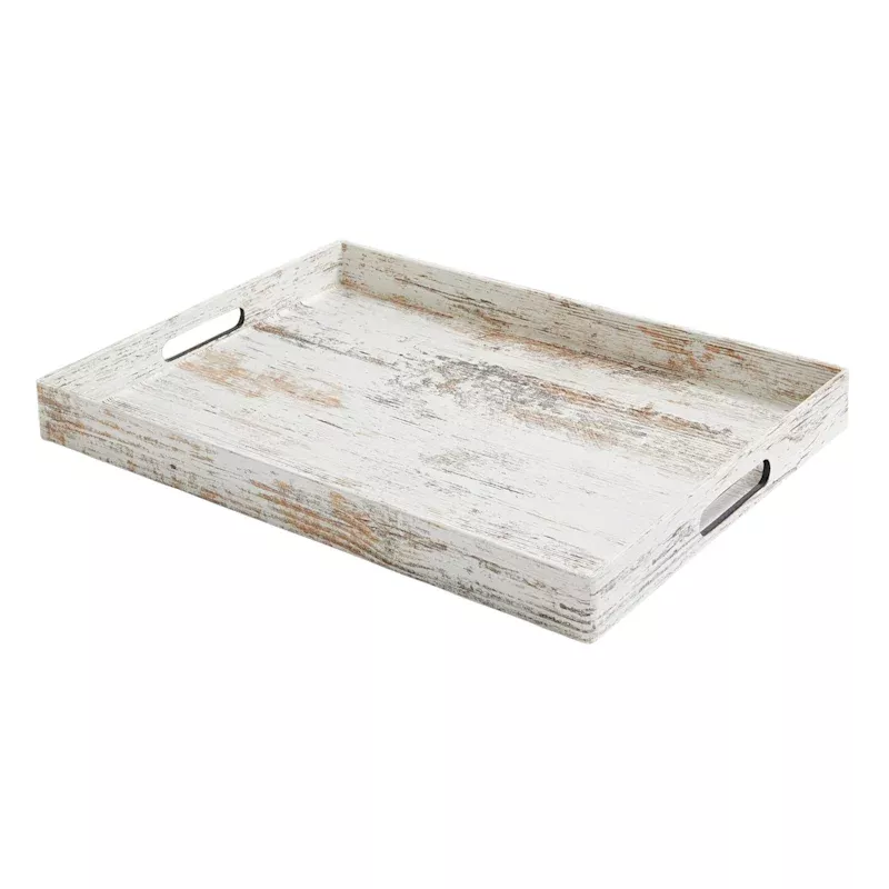 Whitewashed Rectangle Decorative Tray, 14x19