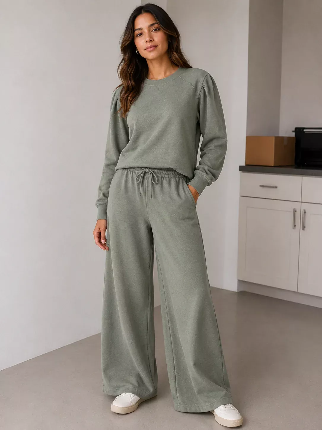 Wide Leg Lounger Pant - Army