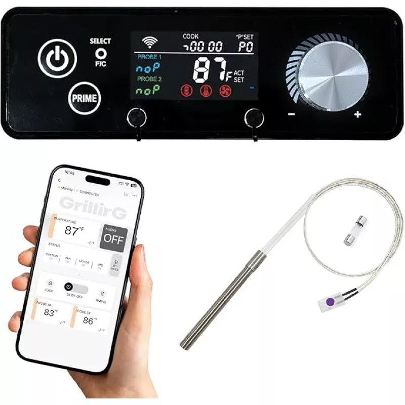 WiFi PID Rectangular Pellet Grill Controller Replacement for Pit Boss 440-1600, Navigator, Sportsman, Mahogany, Competitiion, Pro SeriesApp-Enabled Thermostat Control Panel