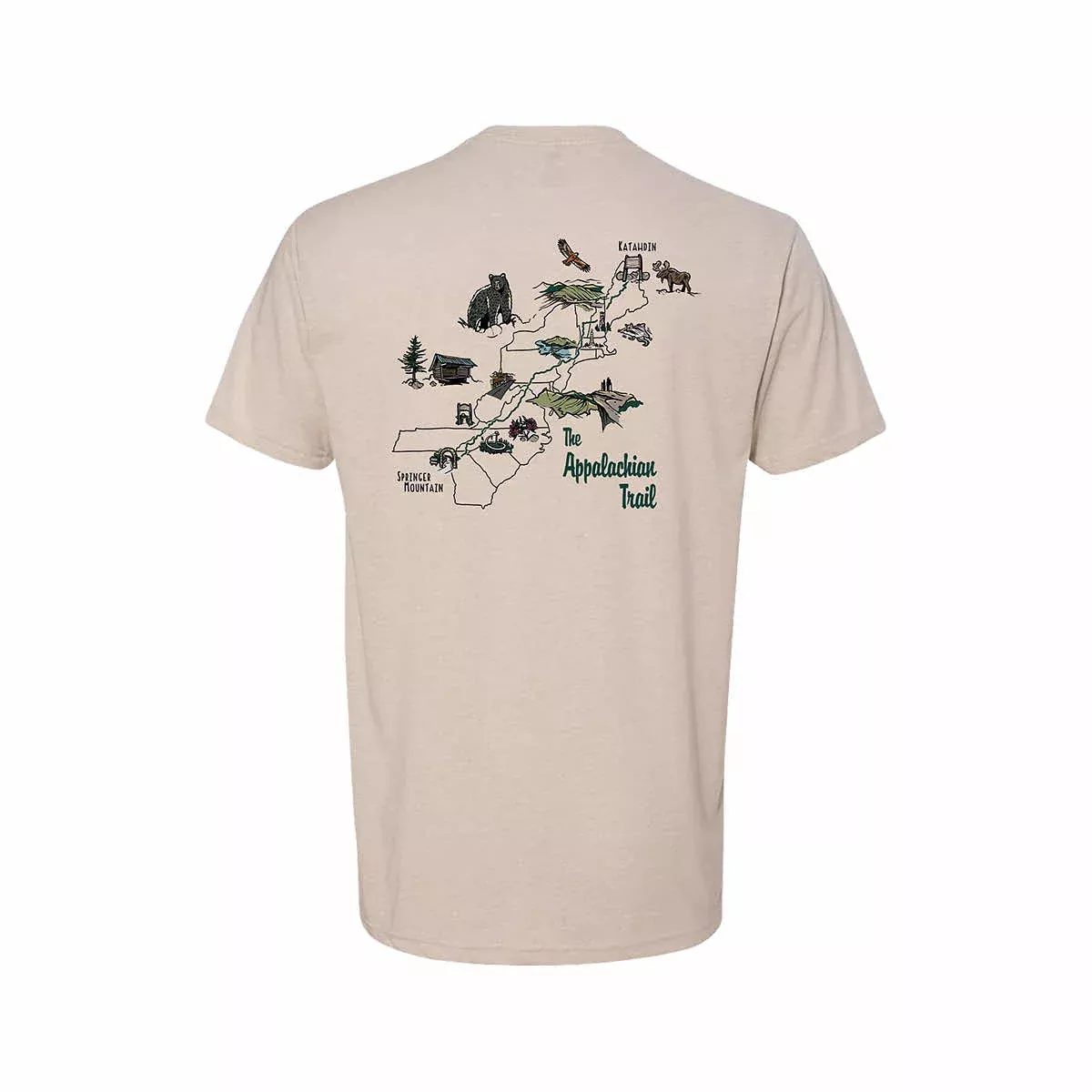 Wild Tribute Appalachian Trail Map Short Sleeve T-Shirt