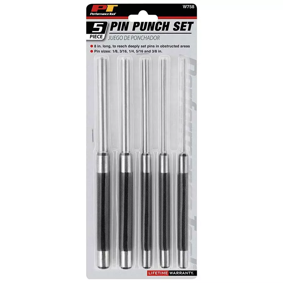 Wilmar Performance Tool Long Pin Punch Set - 8" - 5 pc