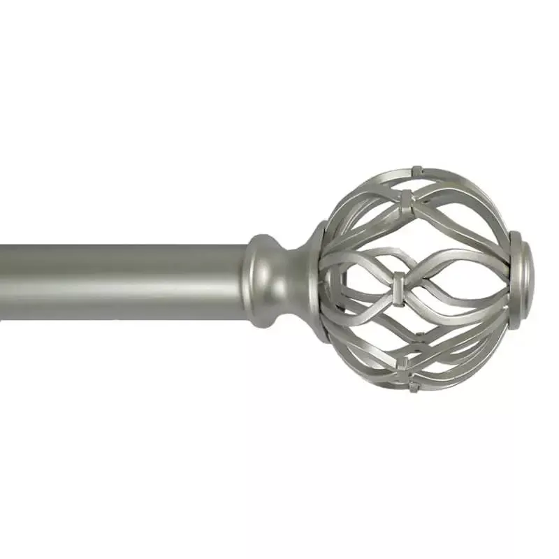 Winslow 1" Nickel Cage Curtain Rod, 18-36"