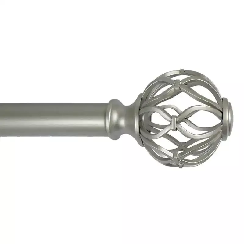 Winslow 1" Nickel Cage Curtain Rod, 36-72"