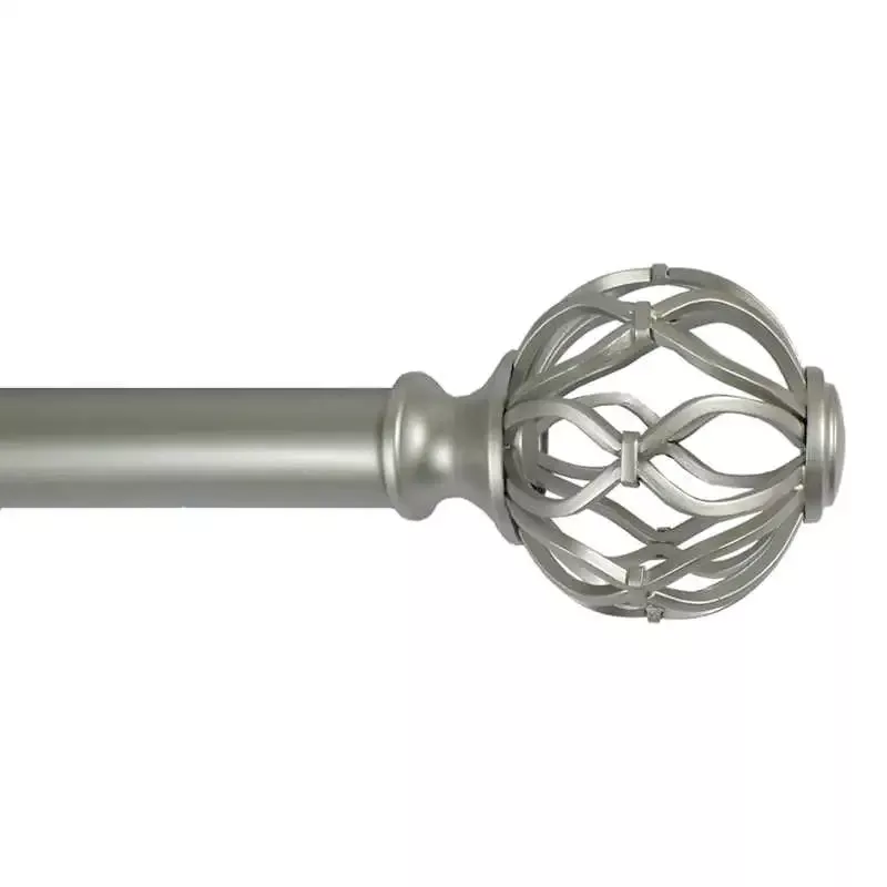 Winslow 1" Nickel Cage Curtain Rod, 72-120"