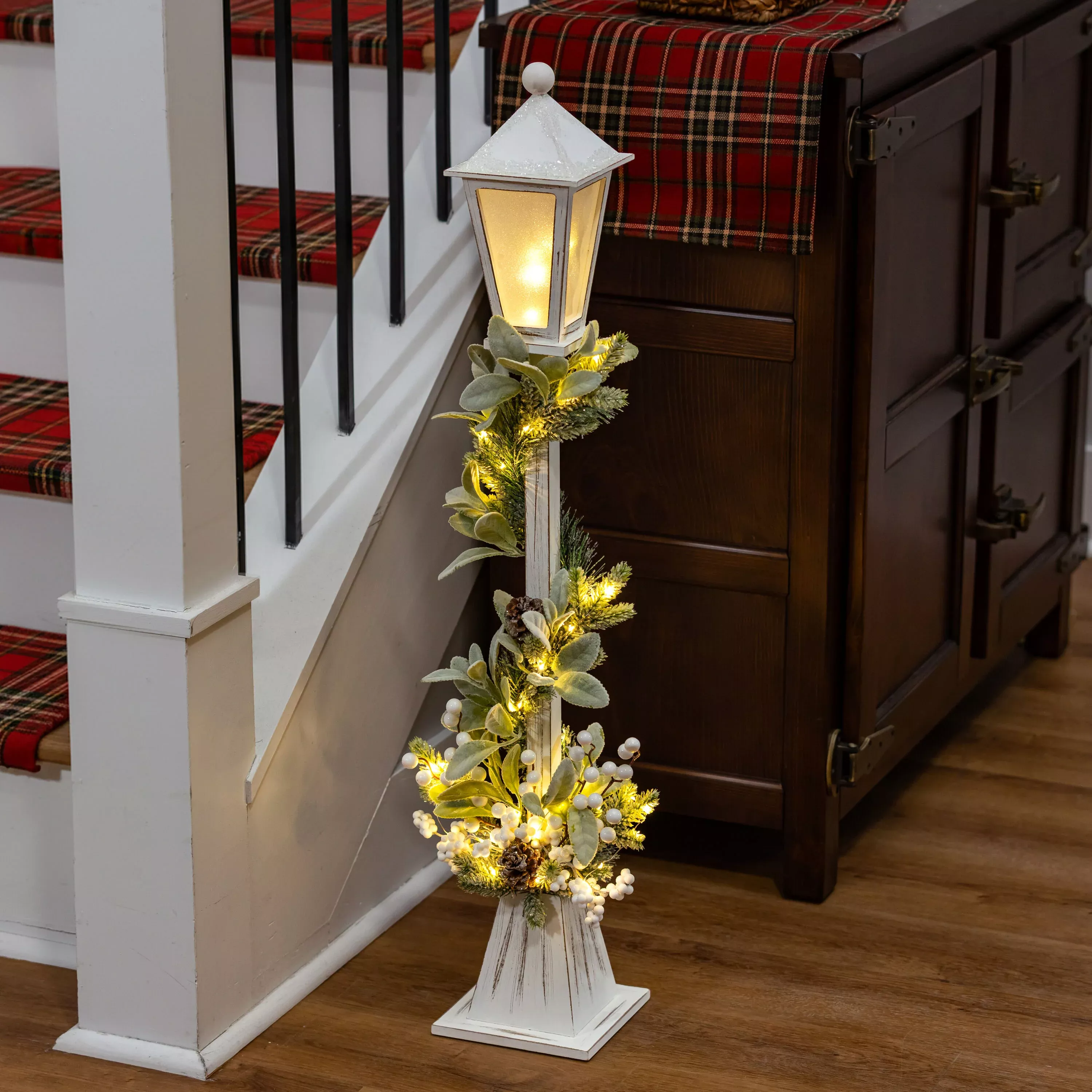Winter Grove Faux Floral Table Decor LED Lamp with Artificial, 36"H