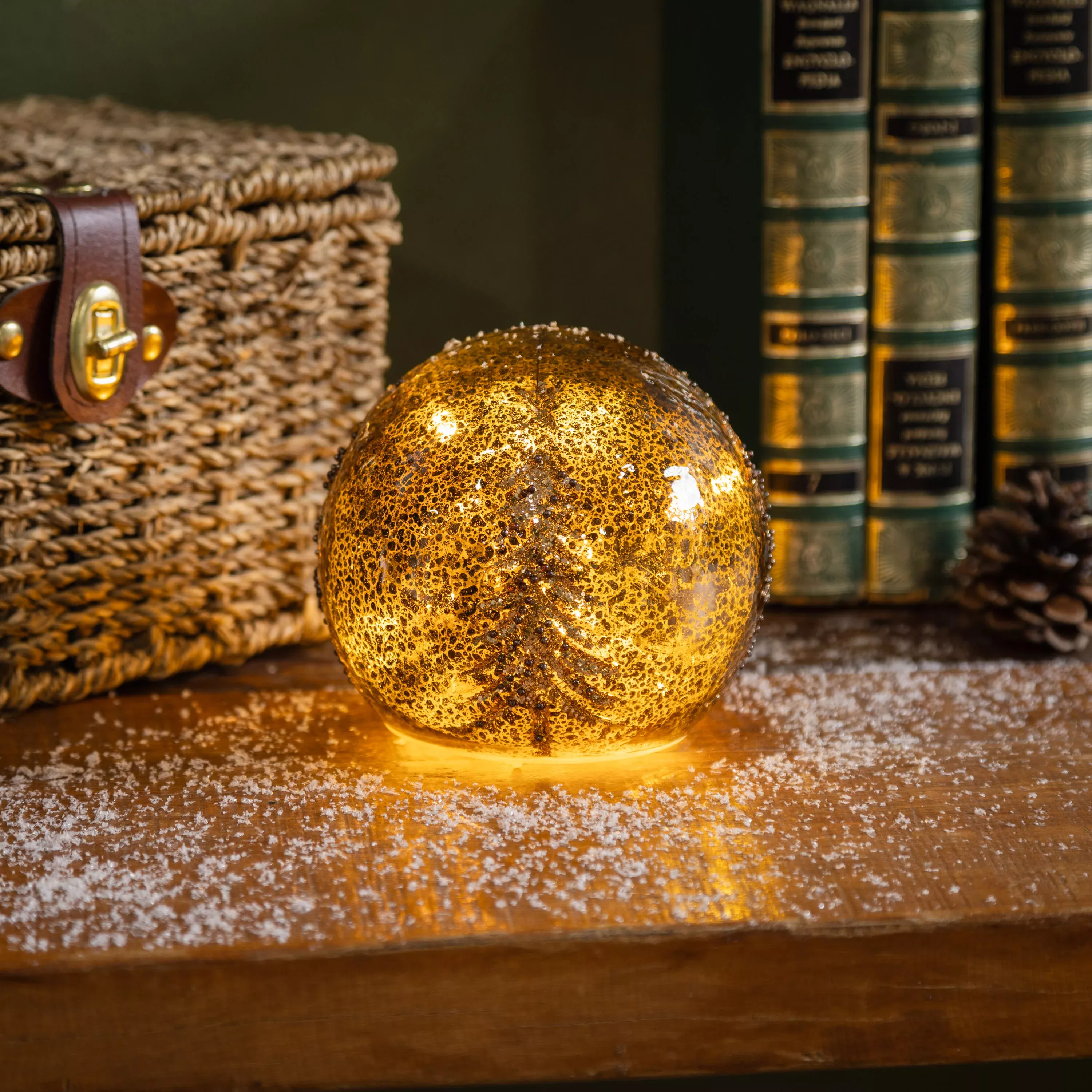 Winter Grove LED Table Décor Glass Ball with Tree, 4.5"