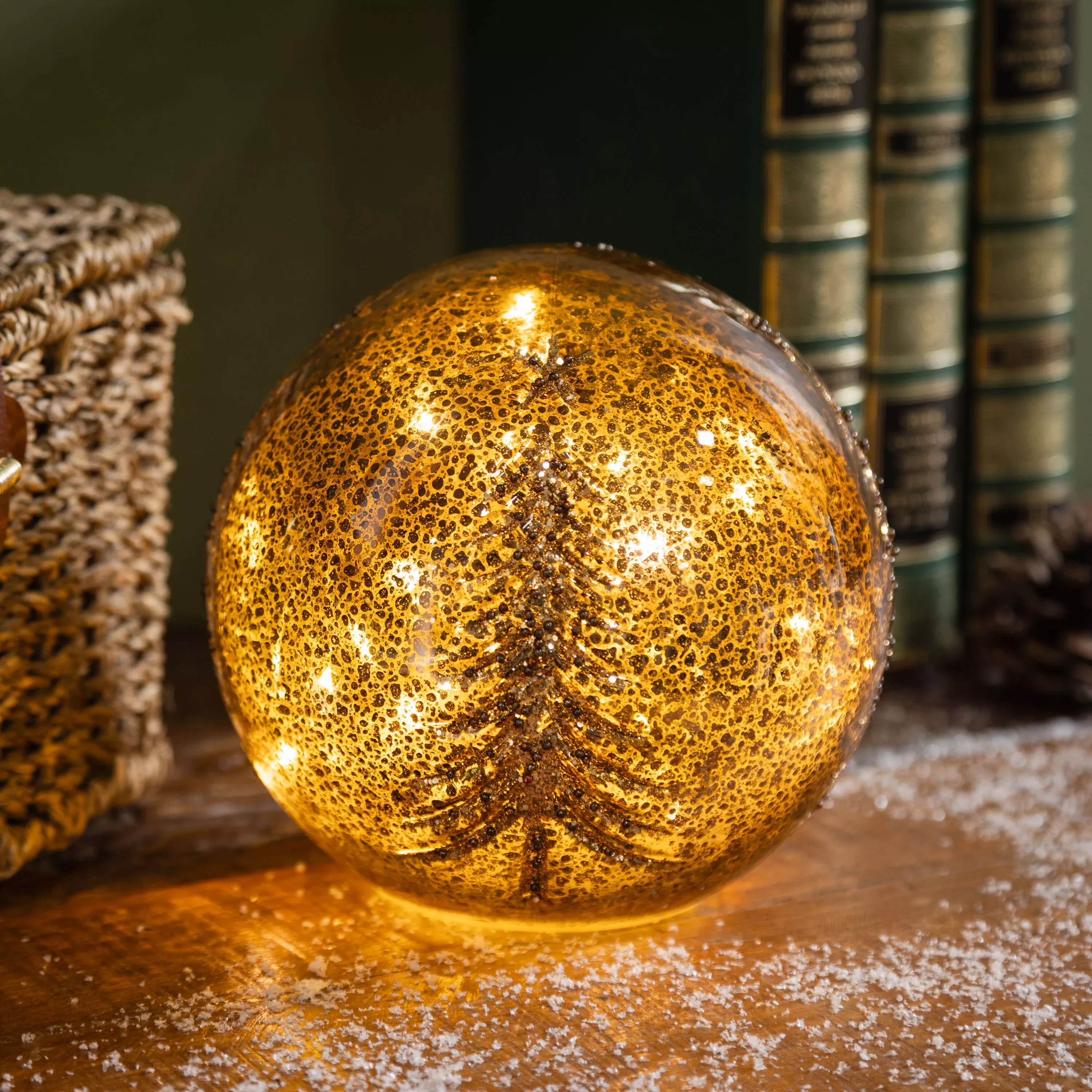 Winter Grove LED Table Décor Glass Ball with Tree, 5.5"