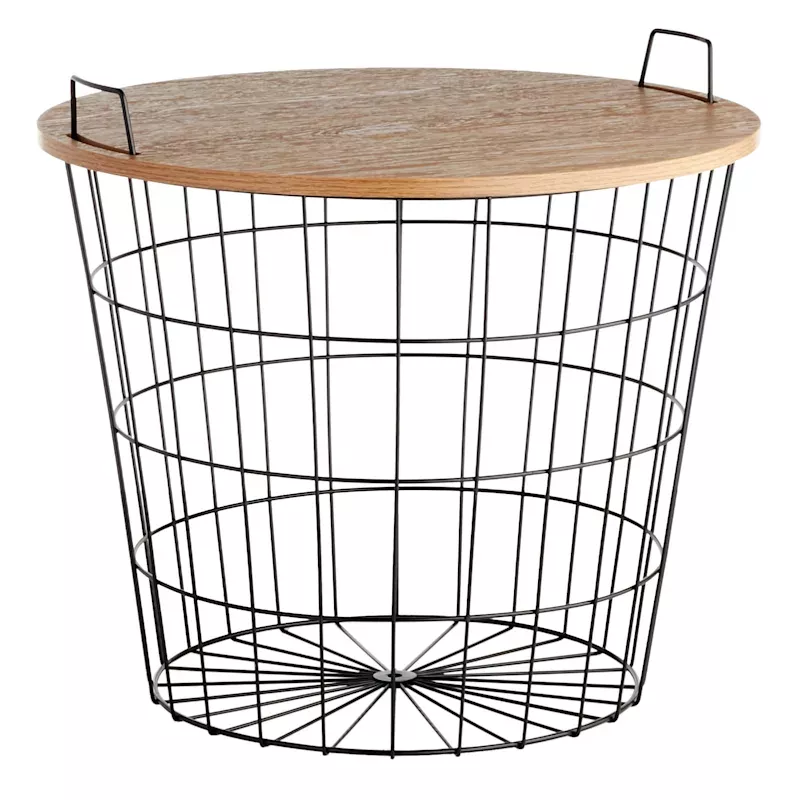 Wire Basket Storage Table, Natural