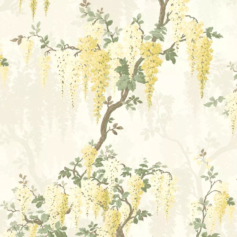Wisteria in Lemon Yellow Wallpaper