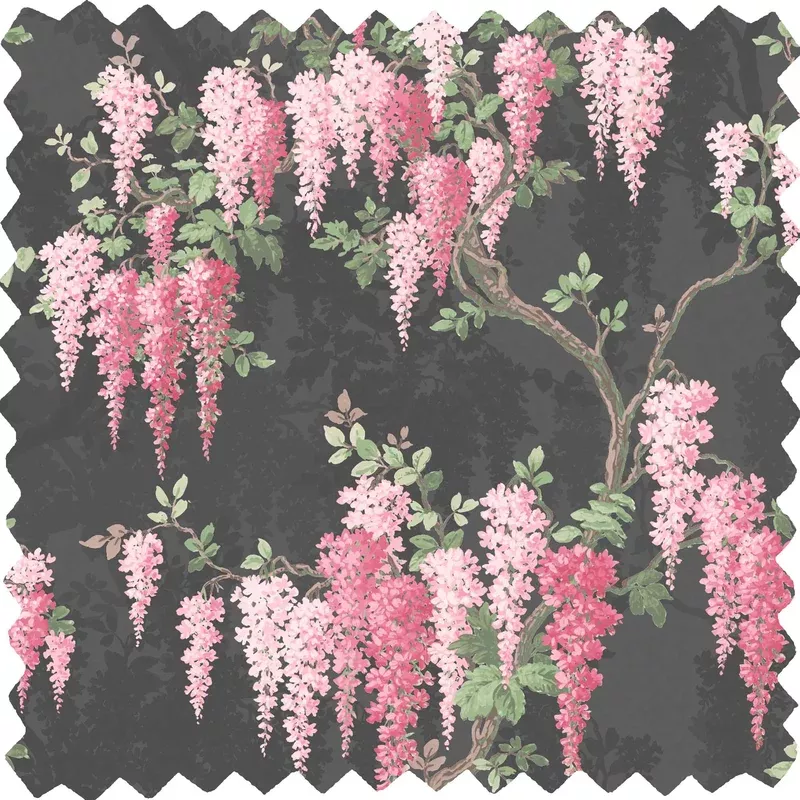 Wisteria Noir Black Linen Fabric