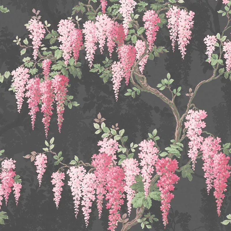 Wisteria Noir Black Wallpaper