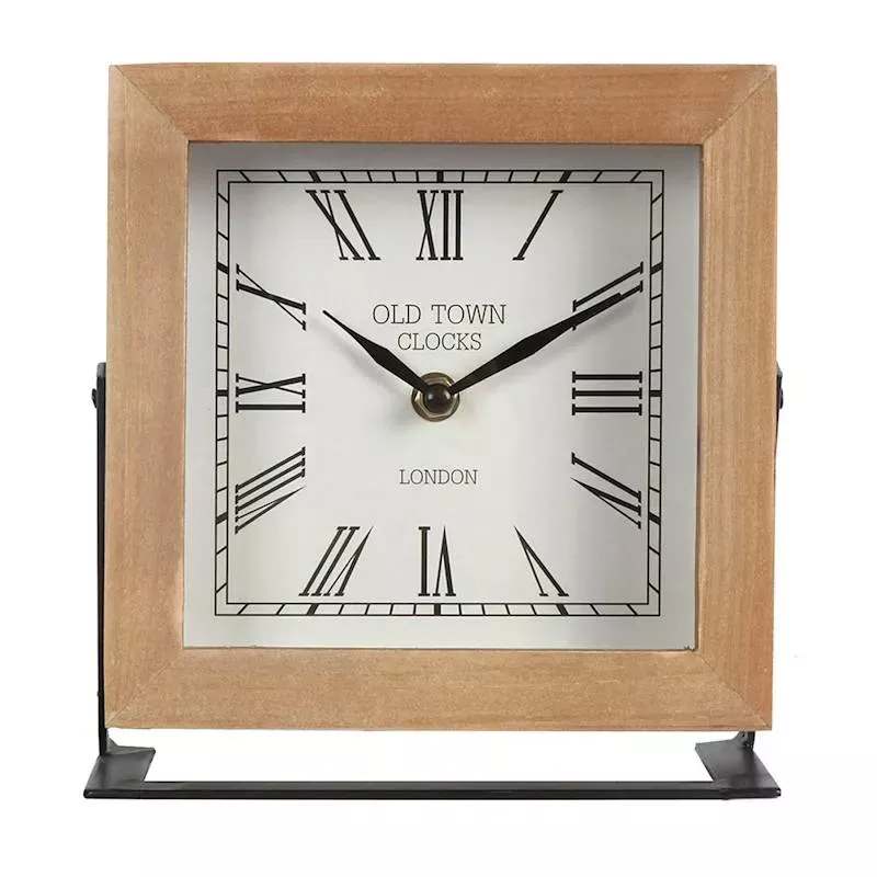 Wooden Square Table Clock, 7"
