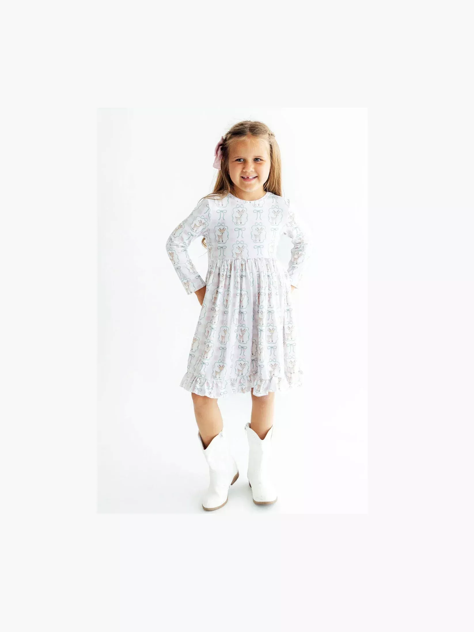 Woodland Whimsy L/S ruffle Hem Twirl Dress
