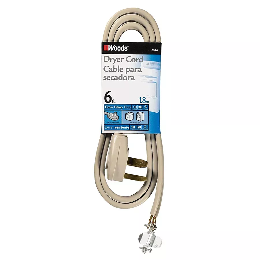 Woods 10/3 SRDT 30 Amp Dryer Power Supply Cord - Gray