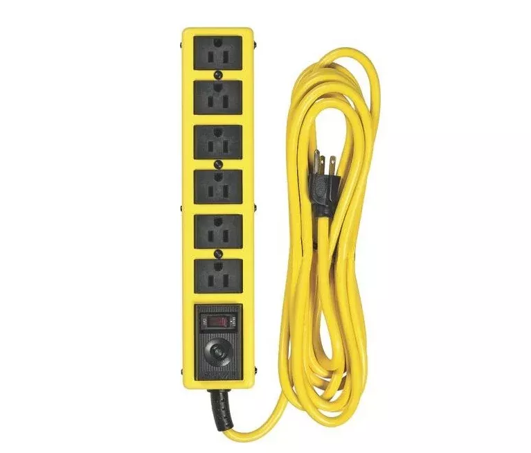 Woods 5138N Jacket Surge Protector Strip, 6 Outlet, Yellow
