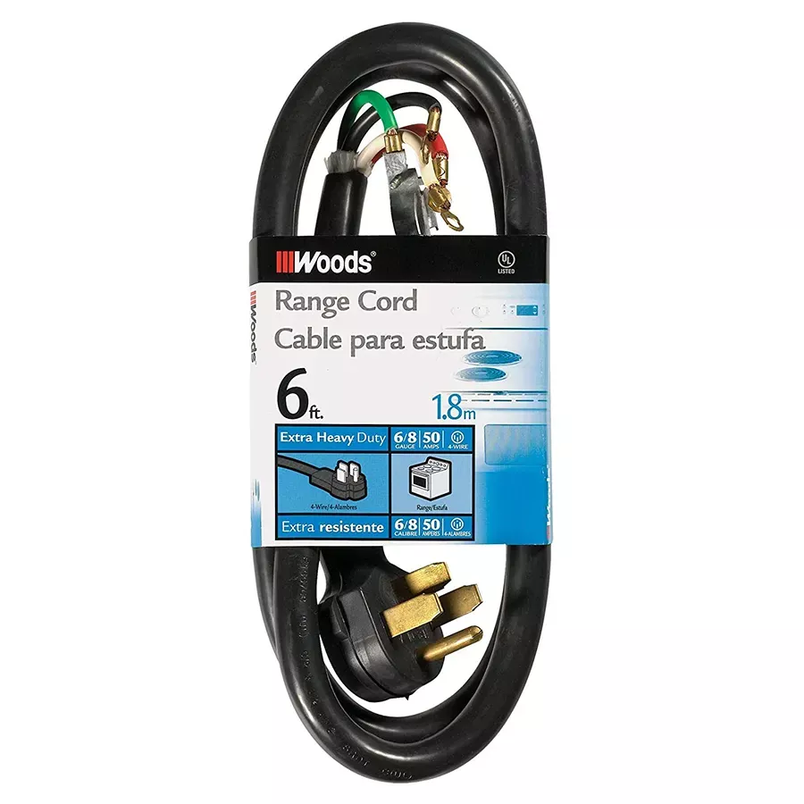 Woods 6/2x8/2 SRDT 50 Amp Range and Dryer Appliance Cord - Black