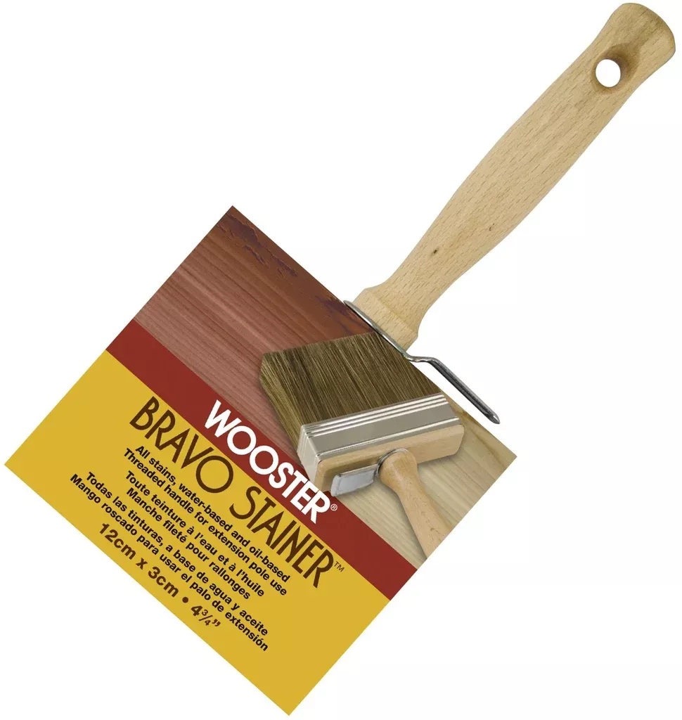 Wooster F5119-4 3/4 Bravo Stainer Polyester/Bristle Stain Brush, 4-3/4"