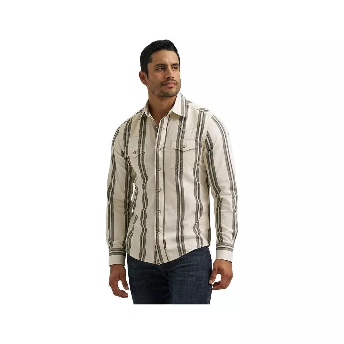 Wrangler Men's Retro Premium Stripe Western Long Sleeve Snap Shirt