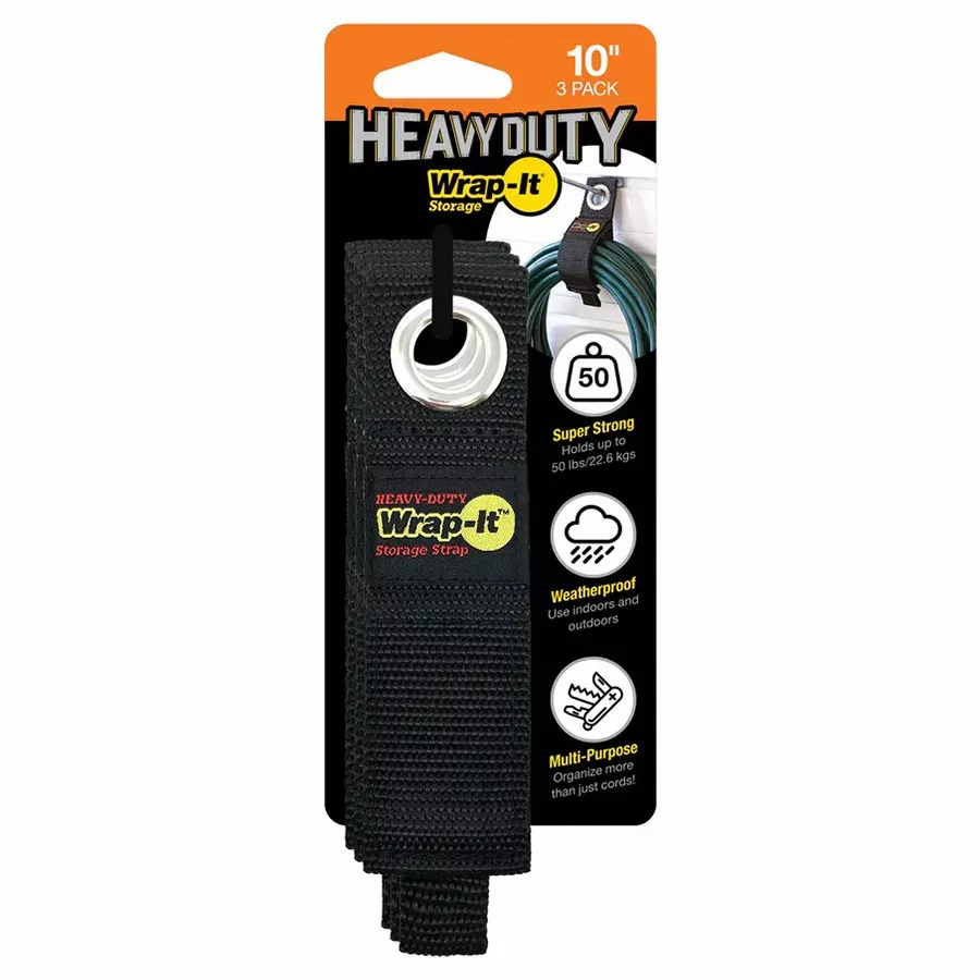 Wrap-It Storage Heavy-Duty Storage Strap - 3 pk - 10"