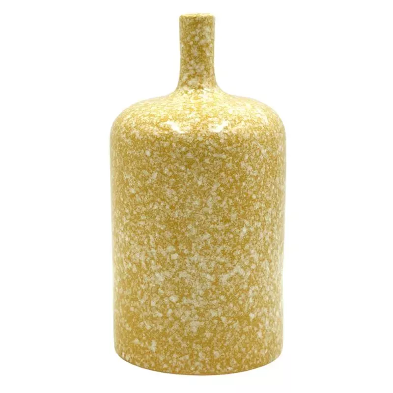Yellow Ceramic Vase, 9"