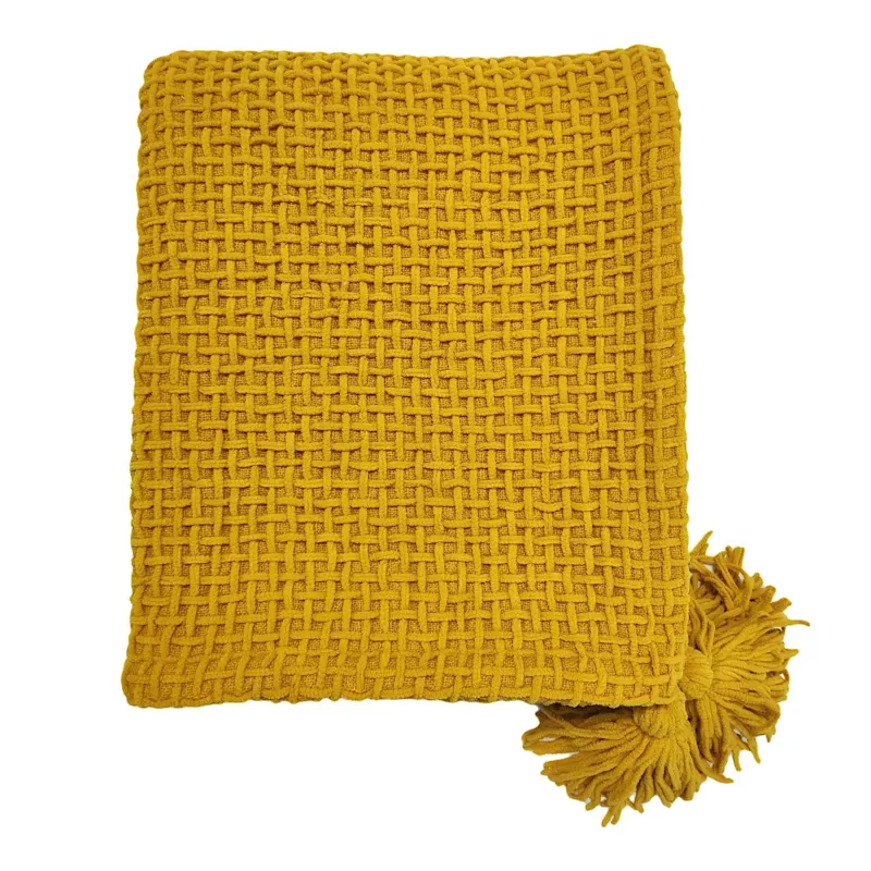 Yellow Chenille Woven Throw Blanket, 50x60